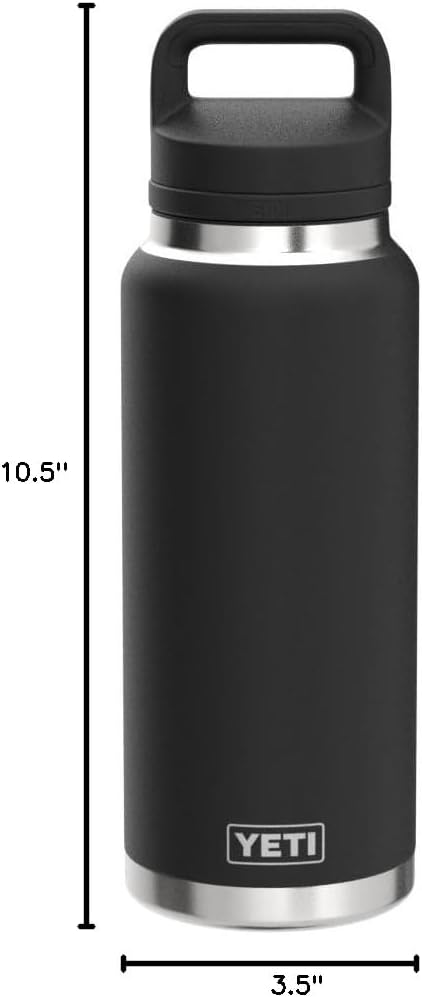 YETI Rambler - Botella de 26 oz, aislada al vacío, de acero inoxidable con tapa Chug, color negro