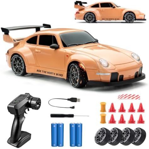 Coche de deriva a control remoto, azul 1/24 con control remoto para