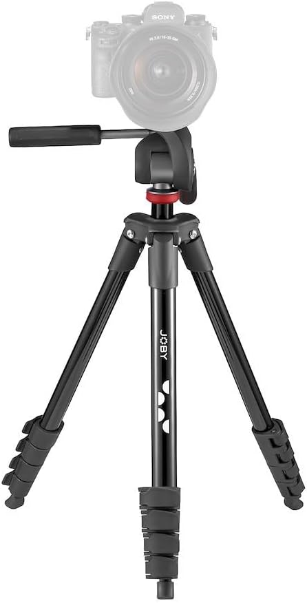 Joby Trípode compacto avanzado para cámara con cabezal de 3 vías, fijación universal de liberación rápida de ¼ a 20 pulgadas y bolsa de transporte, para CSC, DSLR, cámara sin espejo, Smartphone