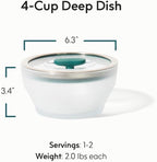 Anyday Utensilios de cocina para microondas y recipiente de vidrio de 4 tazas con tapa de vidrio, almacenamiento profundo de alimentos sin plástico | Vaporizador hermético apilable con tapa ventilada