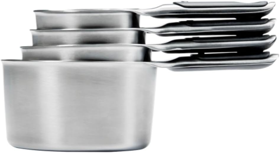 OXO Good Grips - Vasos medidores de acero inoxidable con broches magnéticos (4 unidades)