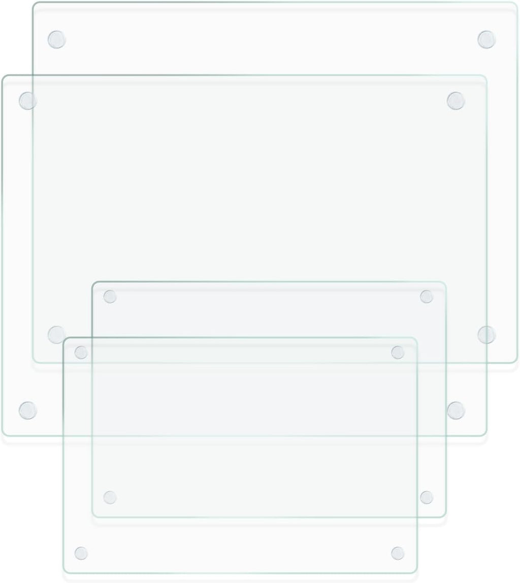 Tabla de cortar de vidrio para cocina, tabla de cortar templado transparente para encimera, tabla de cortar antideslizante, protección de mesa, resistente al calor, resistente a las roturas