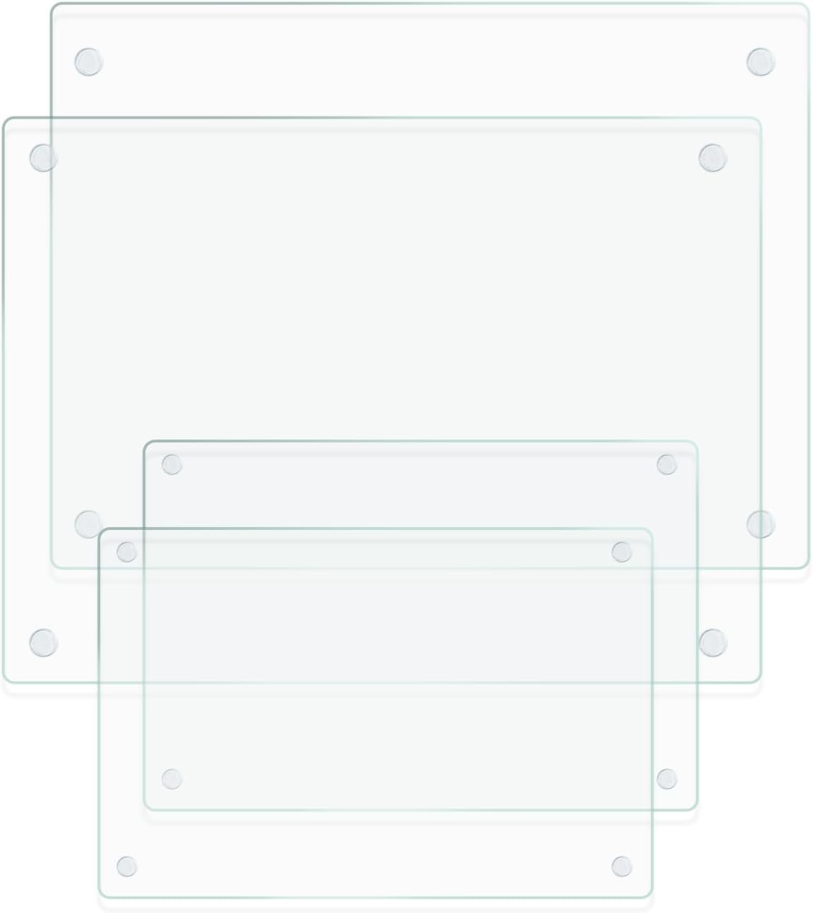 Tabla de cortar de vidrio para cocina, tabla de cortar templado transparente para encimera, tabla de cortar antideslizante, protección de mesa, resistente al calor, resistente a las roturas