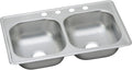 Elkay Dayton - Fregadero de cocina con doble tazón de acero inoxidable de 33 x 19 x 6-7/16 pulgadas, 1 unidad