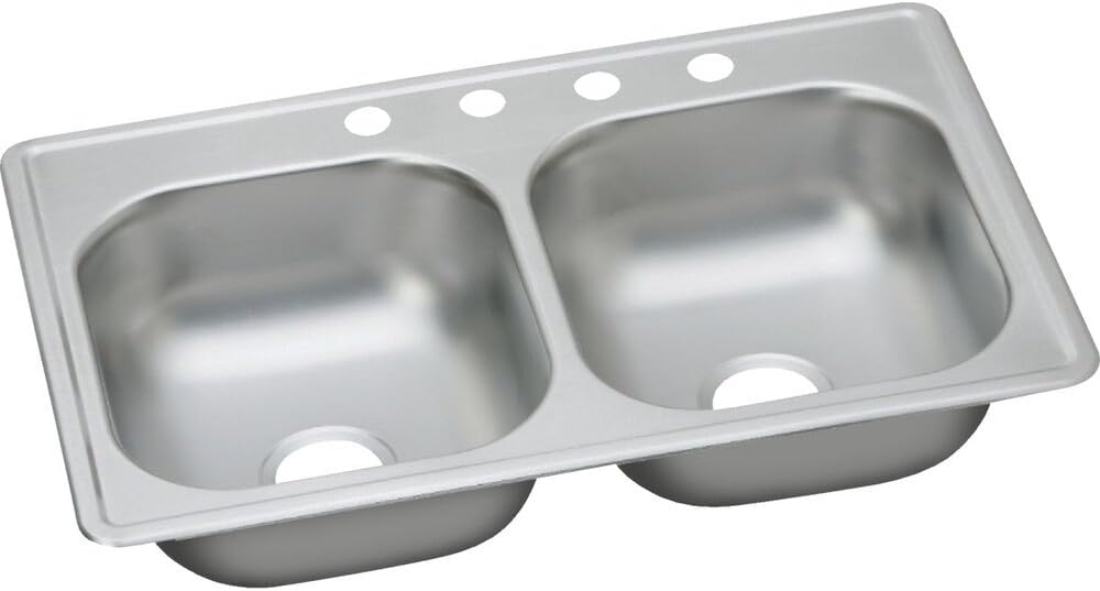 Elkay Dayton - Fregadero de cocina con doble tazón de acero inoxidable de 33 x 19 x 6-7/16 pulgadas, 1 unidad