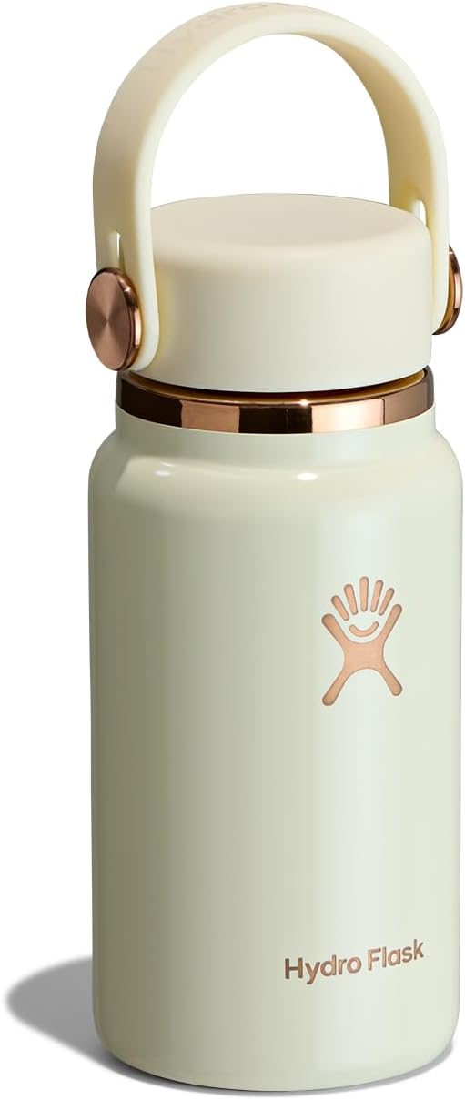 Hydro Flask Micro Bottle - Mini frasco aislado a prueba de fugas para bolso o bolsillo en 6.7 onzas marfil brillante
