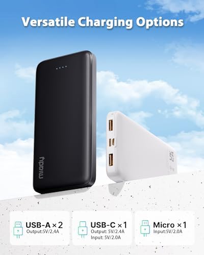 Miady Paquete de 4 cargadores portátiles a granel de 5000mAh + 1000...