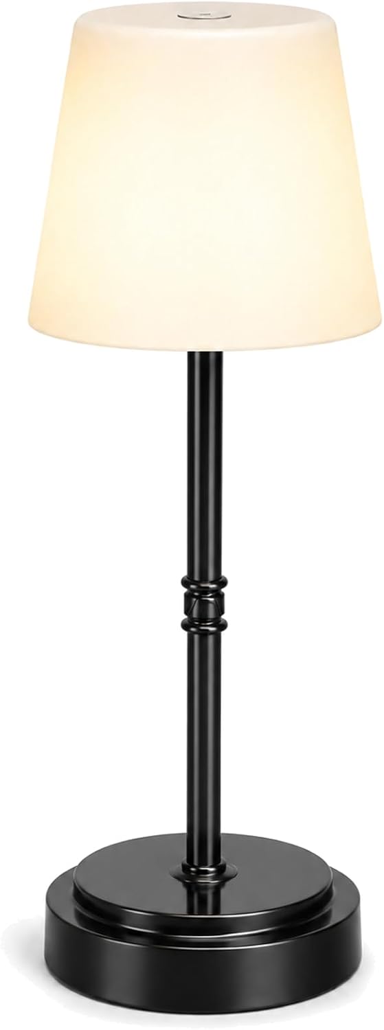 Lámpara Lámpara de mesa LED inalámbrica recargable, lámpara de ducha IP65, negro