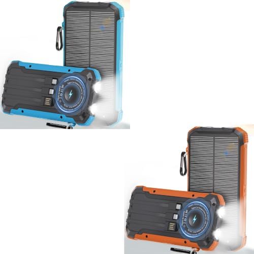 Luvknit Paquete de 2 baterías solares de carga solar, 20000 mAh con...