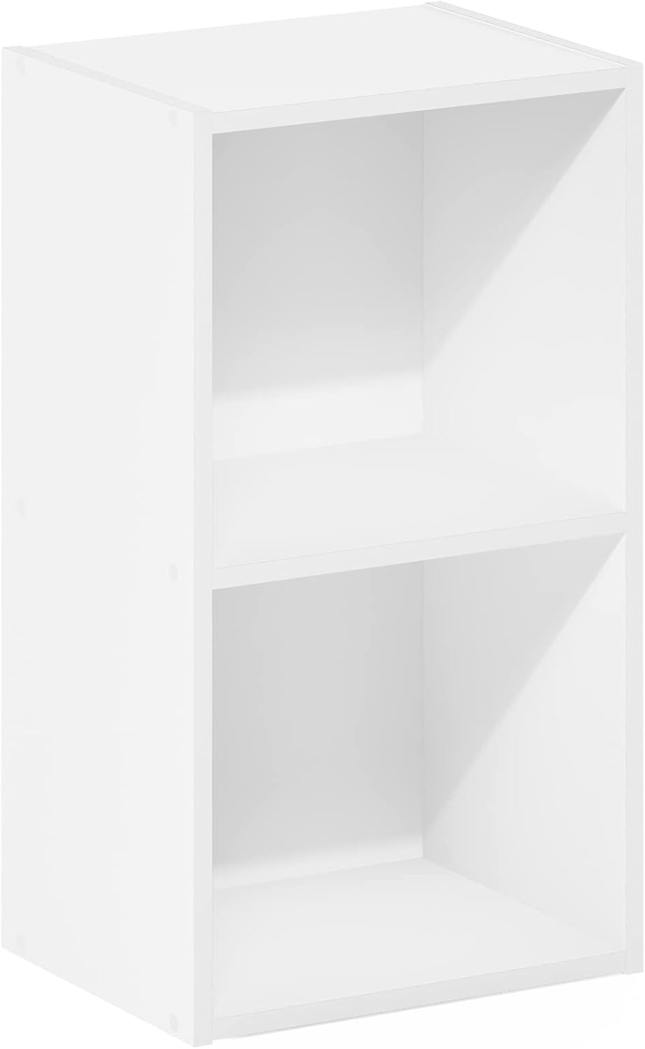 Furinno PASIR - Estantería moderna de 2 niveles, estantes abiertos de 9 x 12 x 21 pulgadas, fácil montaje, para sala de estar, dormitorio, oficina en casa, color blanco
