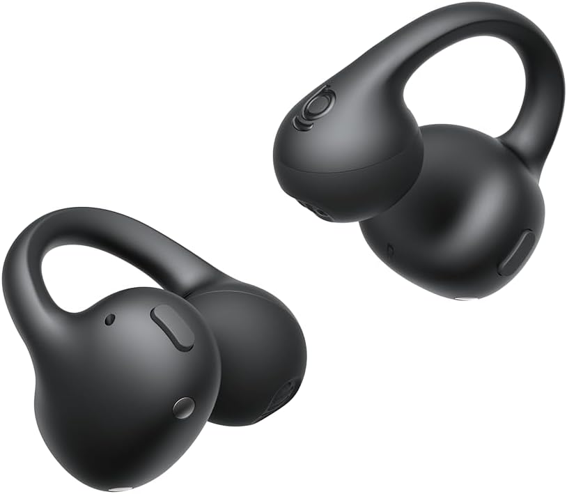 Baseus Auriculares de oreja abierta con clip, comodidad suave en la nube para llevar, audio de alta resolución con graves potentes, llamadas claras AI 4 micrófonos, IP55 impermeable, tiempo de