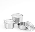 CaKE - Juego de 3 recipientes de acero inoxidable para almacenamiento de alimentos con tapas, electrodomésticos de cocina, aptos para lavavajillas, alta calidad, Corea del Sur