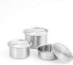 CaKE - Juego de 3 recipientes de acero inoxidable para almacenamiento de alimentos con tapas, electrodomésticos de cocina, aptos para lavavajillas, alta calidad, Corea del Sur