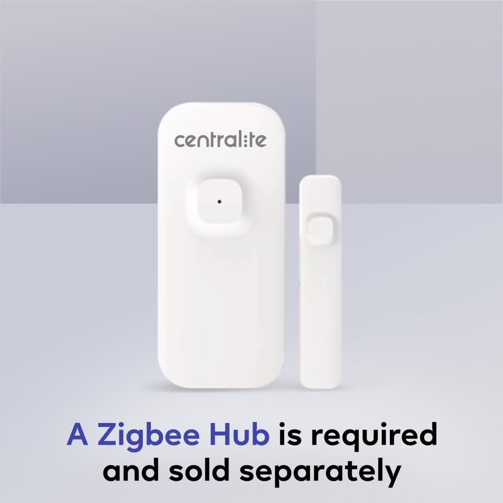 Centralite Sensor de entrada interior con batería recargable | Sensor inteligente de ventana de puerta de casa | Compatible con Zigbee 3.0 | Alarma de seguridad inalámbrica | Compatible con