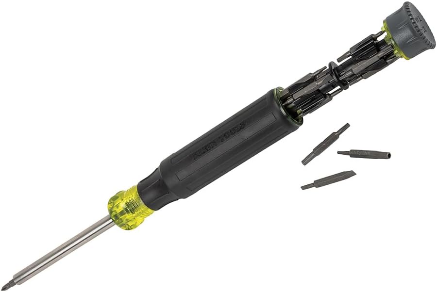 Klein Tools 32327 Juego de destornilladores de precisión, destornillador multibit 27 en 1, almacenamiento integrado, imán de tierras raras, ideal para bloques de terminales
