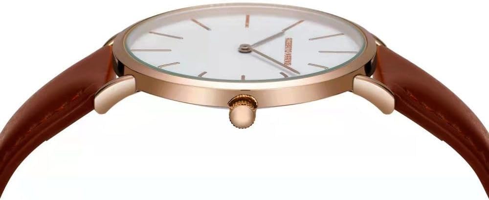 Roberto Marino RM1423 Reloj de lujo para hombre – Cuarzo japonés, correa de cuero, esfera blanca, 3 ATM resistente al agua