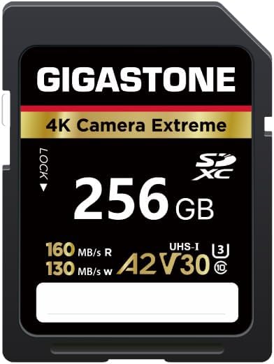 Recuperación de datos gratuita de 5 años: tarjeta SD GIGASTONE de 256 GB, cámara 4K extrema, tarjeta de memoria UHS-I A2 V30 U3 C10 SDXC de alta velocidad, velocidad de hasta 180 MB/s, compatible con