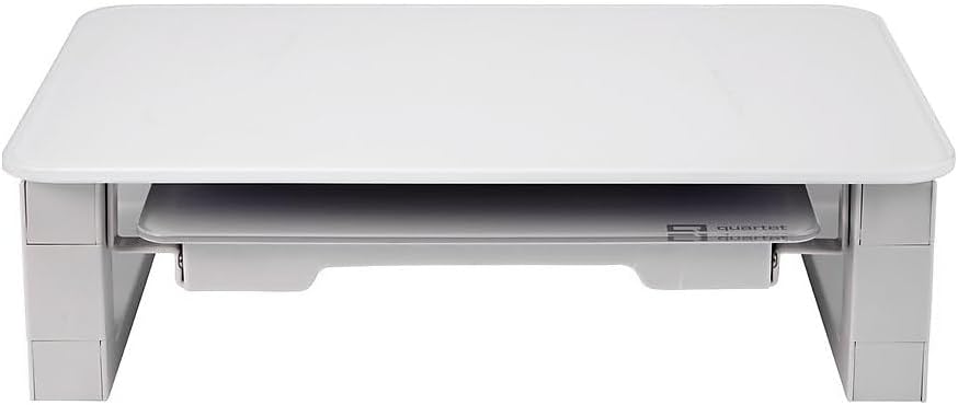 Quartet - Elevador de monitor para escritorio de cristal con pizarra de borrado en seco, Altura ajustable (Q090GMRW01)