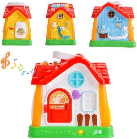 Juguete de casa de aprendizaje musical, juego interactivo de educación temprana con luces y sonidos, centro de actividades portátil para niños de 0 a 3 años