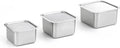 CuBE High 3Pcs Set de Contenedores de Acero Inoxidable para Alimentos con Tapa y 3 Accesorios de Cocina en Red Premium de Corea del Sur, Apto para Lavavajillas