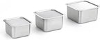 CuBE High 3Pcs Set de Contenedores de Acero Inoxidable para Alimentos con Tapa y 3 Accesorios de Cocina en Red Premium de Corea del Sur, Apto para Lavavajillas