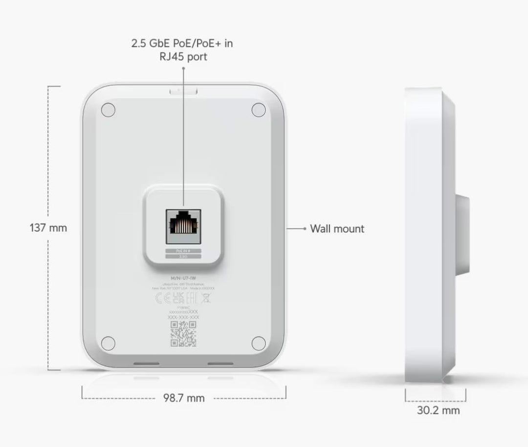 Punto de acceso en pared U7IW UniFi WiFi 7 Versión de