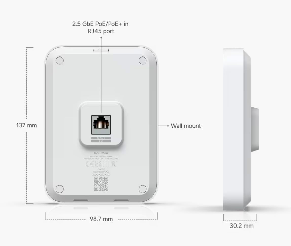 Punto de acceso en pared U7IW UniFi WiFi 7 Versión de