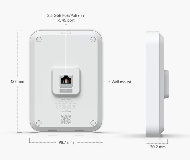Punto de acceso en pared U7IW UniFi WiFi 7 Versión de