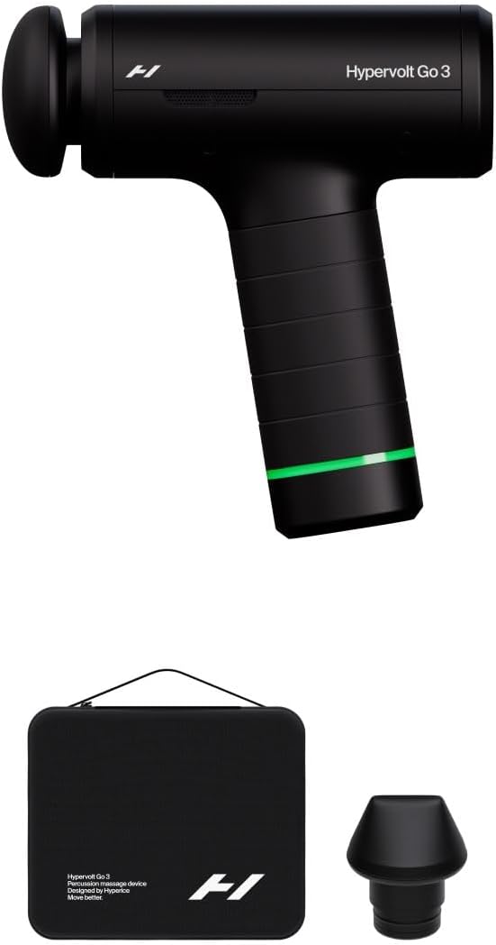 Hyperice Hypervolt Go 3 Pistola de masaje de percusión ligera con estuche