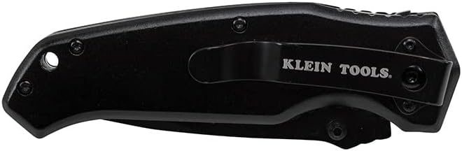 Klein Tools 44220 Navaja de bolsillo, negra, hoja con punta de gota