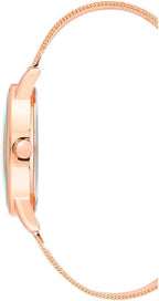 Nine West Reloj de Mujer con Esfera Floral y Brazalete de Malla