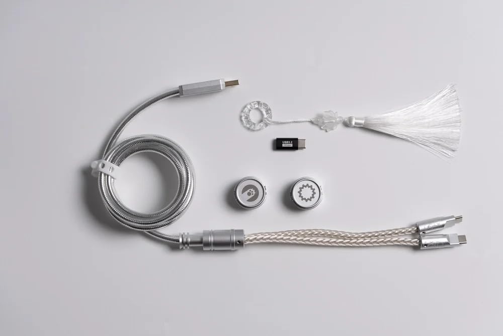 Split Dual 8K Gaming Cable AM Edition (4.6 pies), conexión dual de alta velocidad, baja latencia, compatible con dispositivos USB tipo C, malla duradera negro fantasma
