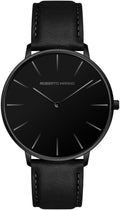 Roberto Marino RM1423 Reloj de lujo para hombre – Cuarzo japonés, correa de cuero, esfera blanca, 3 ATM resistente al agua
