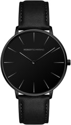 Roberto Marino RM1423 Reloj de lujo para hombre – Cuarzo japonés, correa de cuero, esfera blanca, 3 ATM resistente al agua