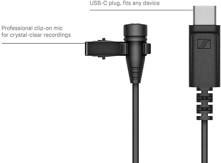 Sennheiser Micrófono condensador de audio profesional, XS Lav USB-C...