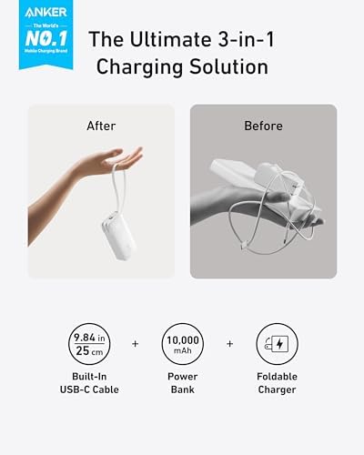 Anker Banco de energía 3 en 1, bloque de cargador USB C, cargador p...