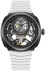 Reloj mecánico automático para hombre 1.693 in banda de silicona plateada
