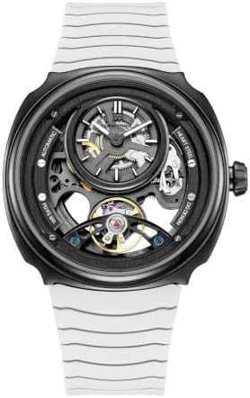 Reloj mecánico automático para hombre 1.693 in banda de silicona plateada
