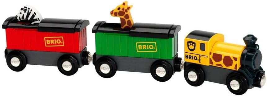 BRIO World - 33722 Safari Train - Juego de tren de juguete interactivo para niños de 3 años en adelante - Respetuoso con el medio ambiente - Carros de motor y animales incluidos
