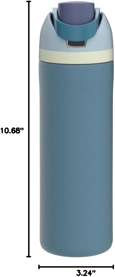 Owala - Botella de agua FreeSip de acero inoxidable con aislamiento, sin bisfenol A, incluye sorbete, para deportes y viajes, 24 oz, Denim