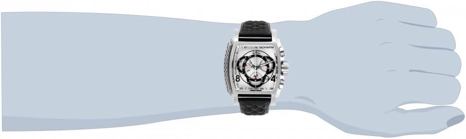 Invicta S1 Rally - Correa de cuero negro de cuarzo con pantalla analógica de acero inoxidable para hombre, reloj casual, 26 (Modelo: 27918, 27919, 27920)