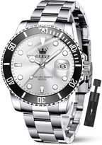 OLEVS Relojes de Lujo para Hombres, Gran Acero Inoxidable, Cuarzo Analógico, Resistente al Agua