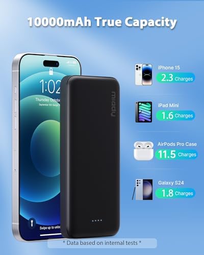 Miady Paquete de 4 cargadores portátiles a granel de 5000mAh + 1000...