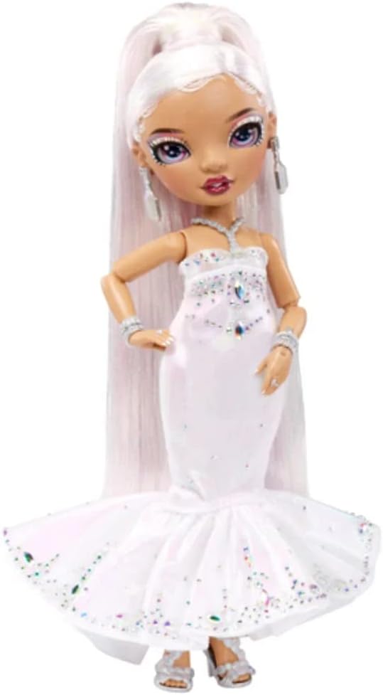 Muñeca Roxie Rainbow High de edición navideña 2022 con pelo multicolor y vestido iridiscente, gran regalo