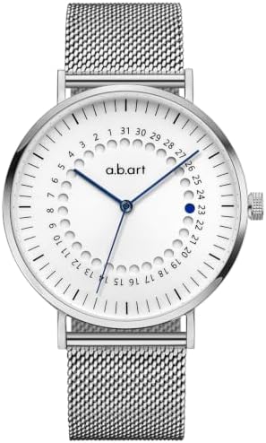 a.b.art Reloj de cuarzo para hombre, movimiento Ronda con piezas suizas, cristal de zafiro, correa de malla milanesa, diseño ultrafino, esfera negra de 41mm, estilo minimalista Bauhaus