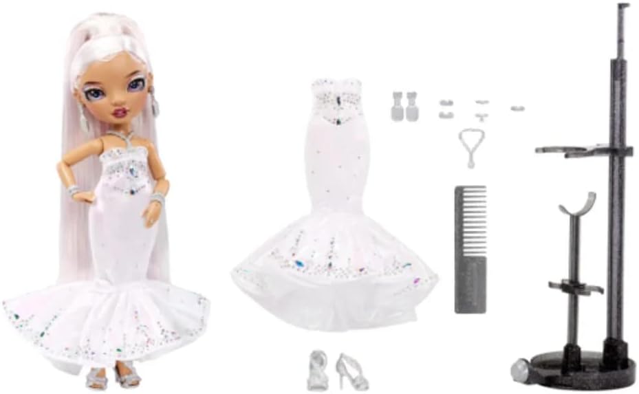 Muñeca Roxie Rainbow High de edición navideña 2022 con pelo multicolor y vestido iridiscente, gran regalo