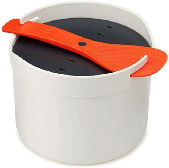 Joseph Joseph M-Cuisine - Vaporizador de arroz para microondas, 2 litros/8.5 tazas, color piedra/naranja