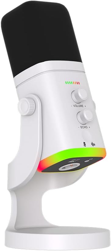 EASEMELO Micrófono dinámico de escritorio USB\/XLR con luz RGB, red...