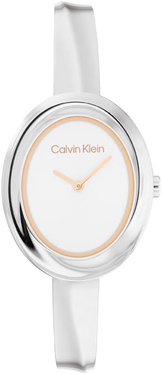 Calvin Klein Reloj de mujer con bisel retorcido - 24mm 2H de cuarzo - Brazalete ajustable de acero inoxidable - Resistente al agua hasta 30 metros – Moda premium para todas las ocasiones - Regalo para