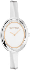 Calvin Klein Reloj de mujer con bisel retorcido - 24mm 2H de cuarzo - Brazalete ajustable de acero inoxidable - Resistente al agua hasta 30 metros – Moda premium para todas las ocasiones - Regalo para